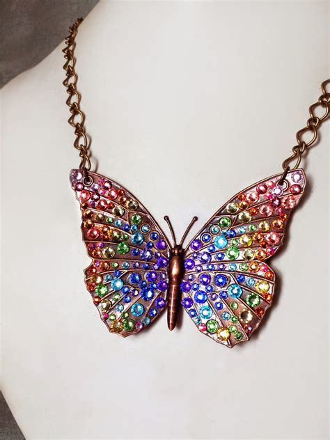 crystal butterfly chain necklace